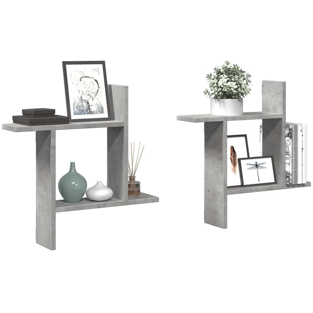 vidaXL 50 x 12 x 50cm Set of 2 Concrete Grey Wall Shelf Image 3