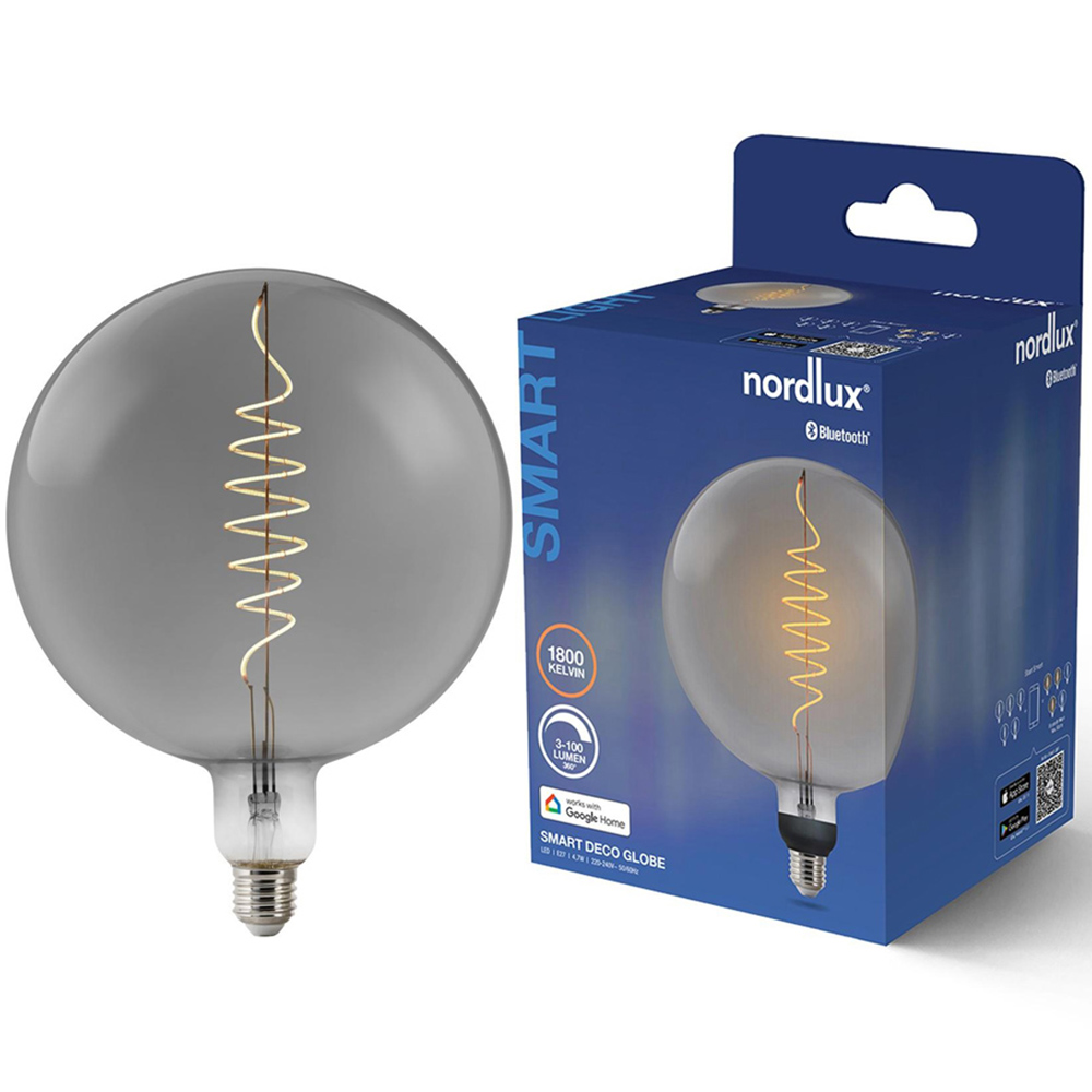 Nordlux Smart E27 G200 100 Lumens 1800K Dimmable Smoked Giant Globe Light Image 2