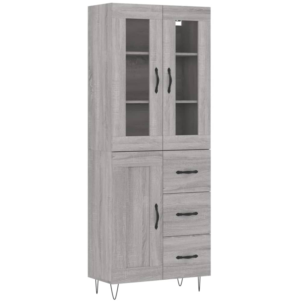 vidaXL 3 Door 3 Drawer Grey Sonoma Highboard Image 2