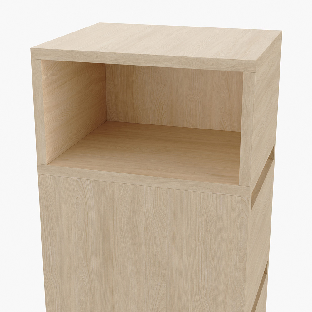 Living and Home 2 Drawer Single Shelf Wood Colour Minimalist Bedside Table Image 3