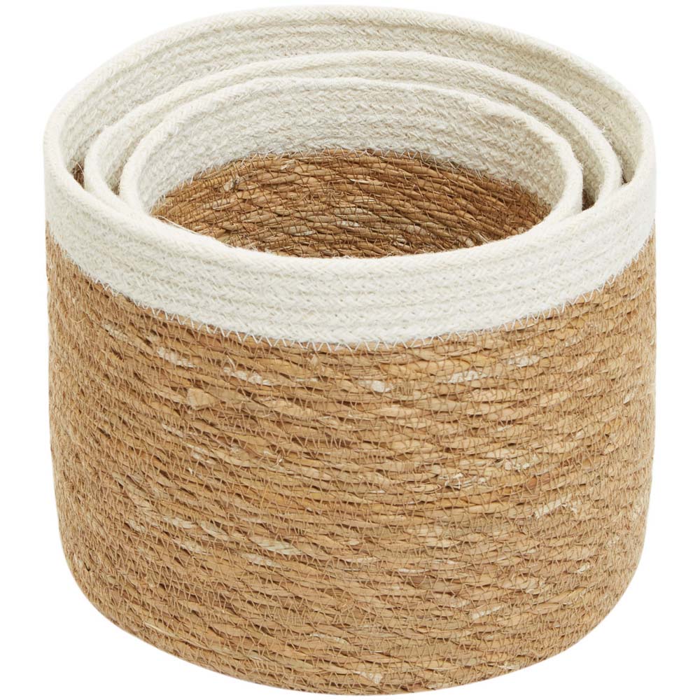 Premier Housewares Natural White Seagrass Baskets Set of 3 Image 2