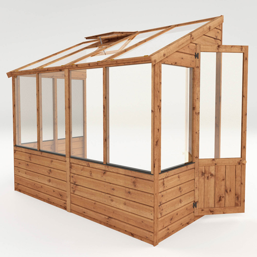 Mercia Wooden 8 x 4ft Traditional Lean To Greenhouse Image 4