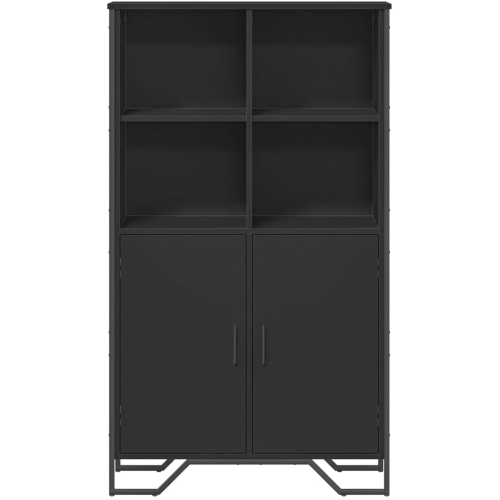 vidaXL 2 Door 4 Open Shelf Black Highboard Image 4