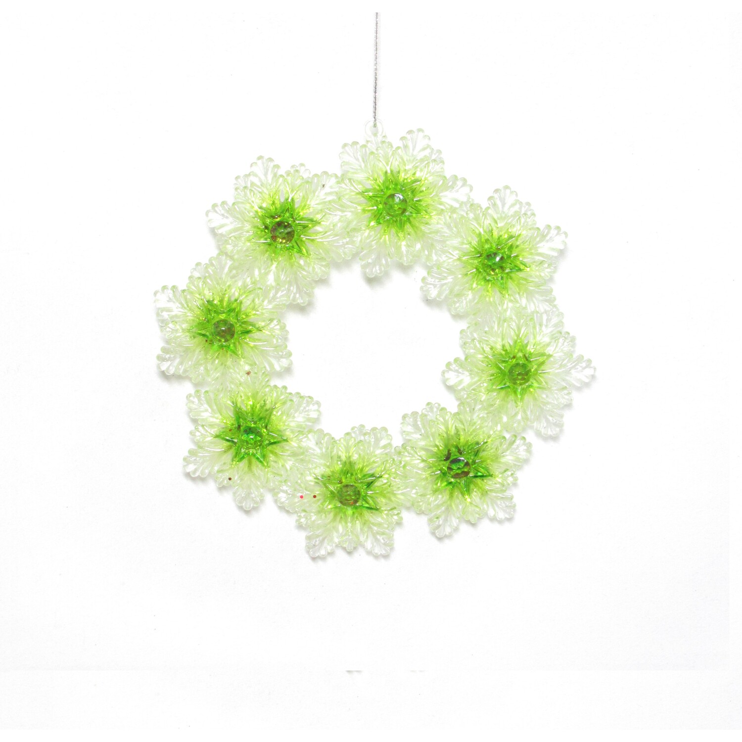 Glitter Wreath Hanging Decoration Green, Red and White Image 1