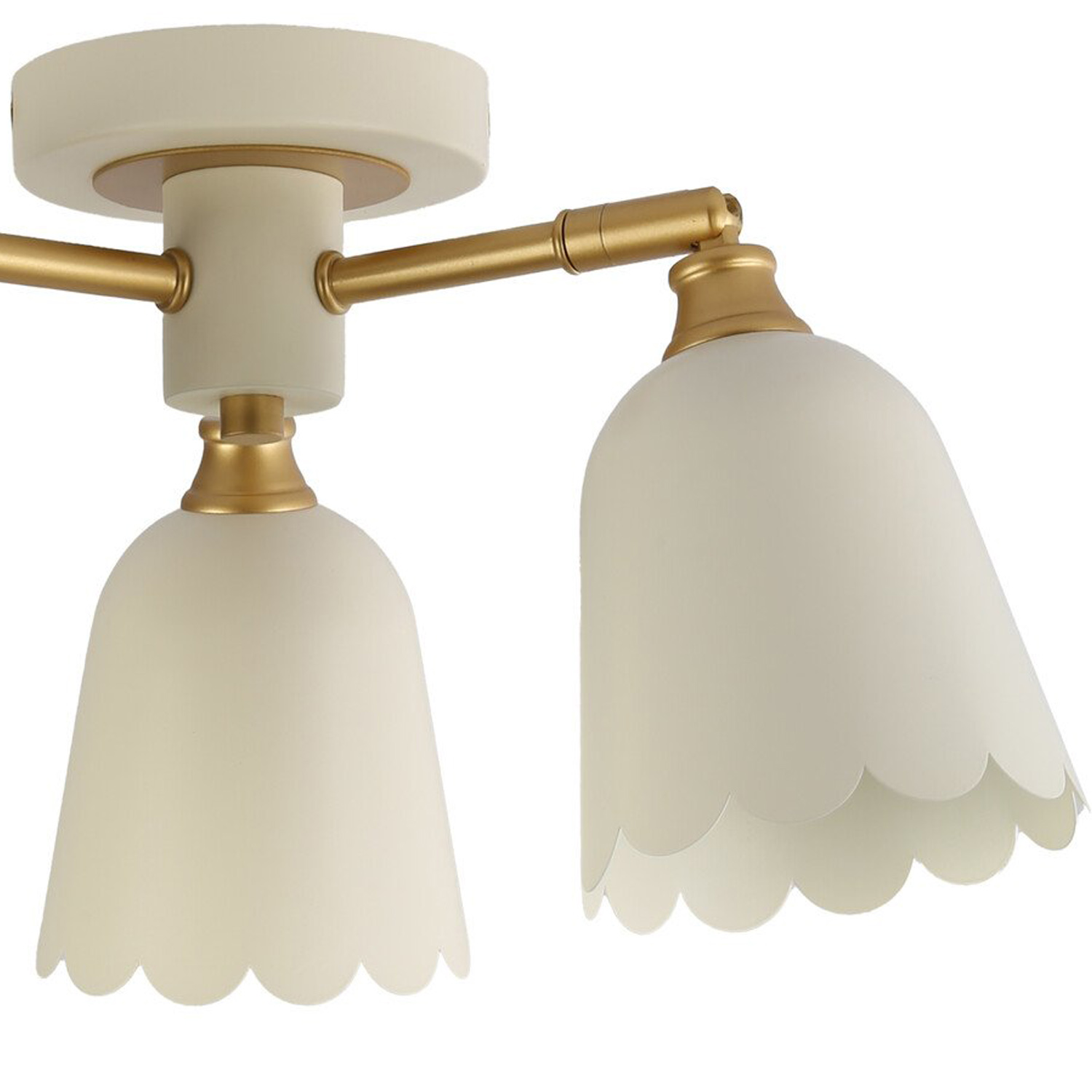 Scalloped 3 Arm Ceiling Fitting Cream Image 5