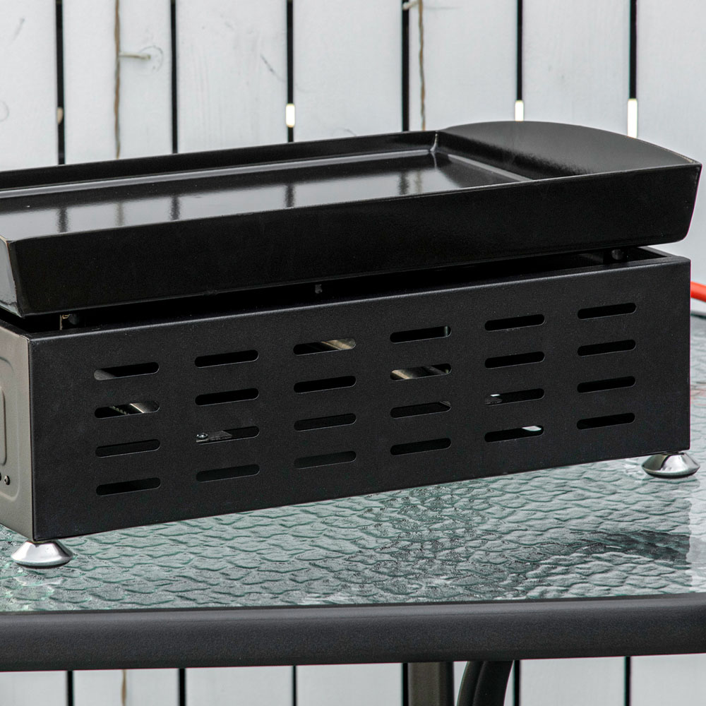Outsunny Black and Silver 2 Burner Gas Tabletop Plancha Grill Image 4