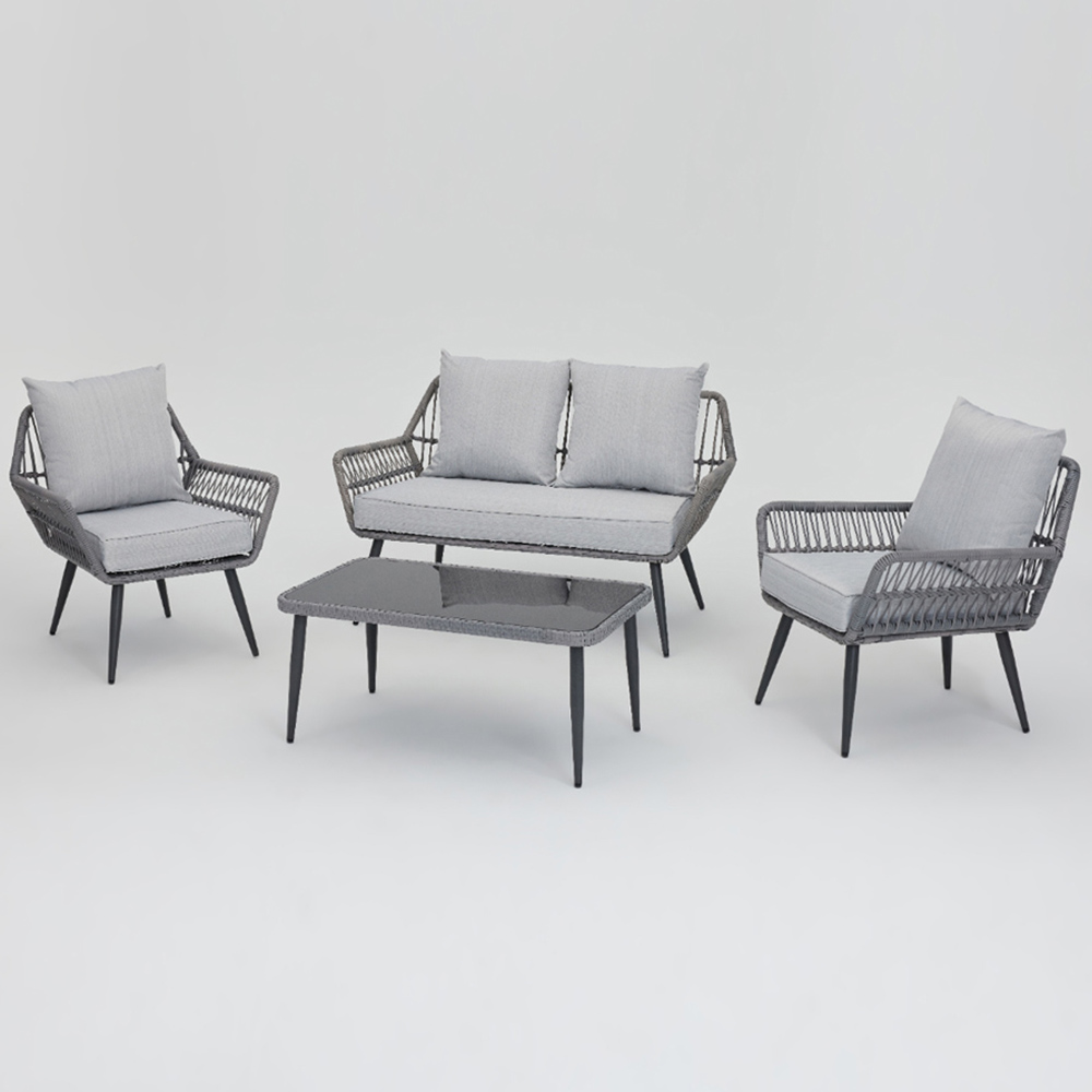 Home Detail Solero 4 Seater Grey Wicker Sofa Set Image 2