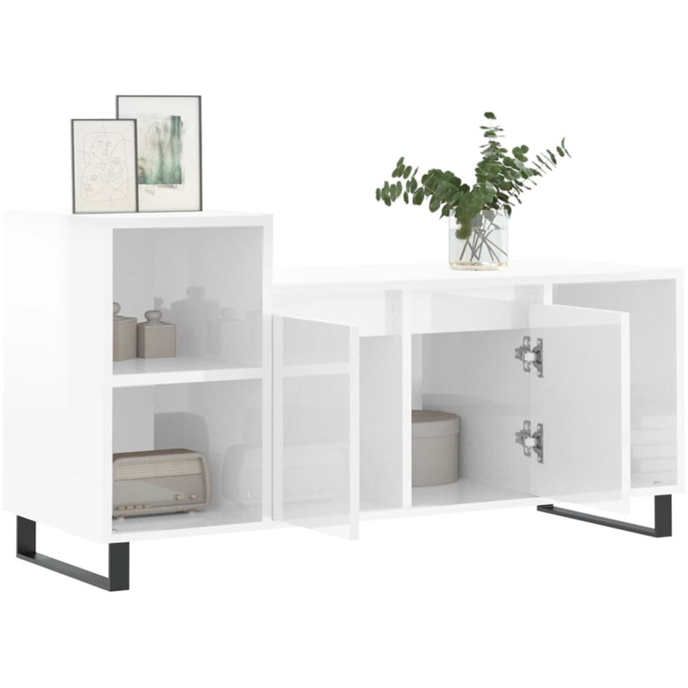vidaXL 2 Door 3 Shelf White TV Cabinet Image 4