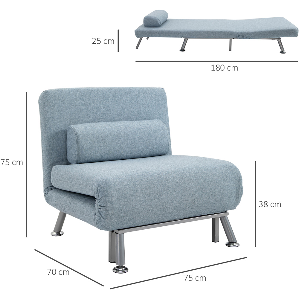 Portland Single Sleeper Light Blue Foldable Sofa Bed Image 6