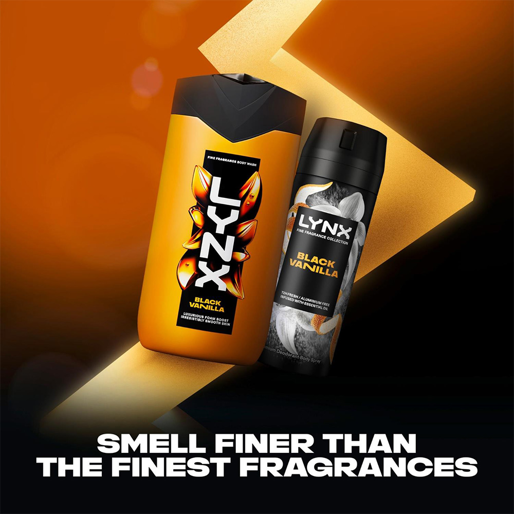 LYNX Fine Fragrance Black Vanilla Men's Body Wash and Body Spray Gift Set 2 Piece Image 3