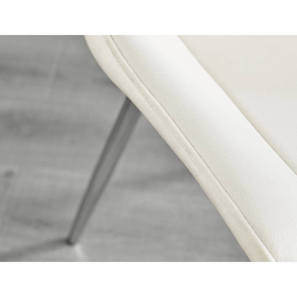 Furniturebox Cesano Set of 2 Cream and Chrome Velvet Dining Chair Image 8