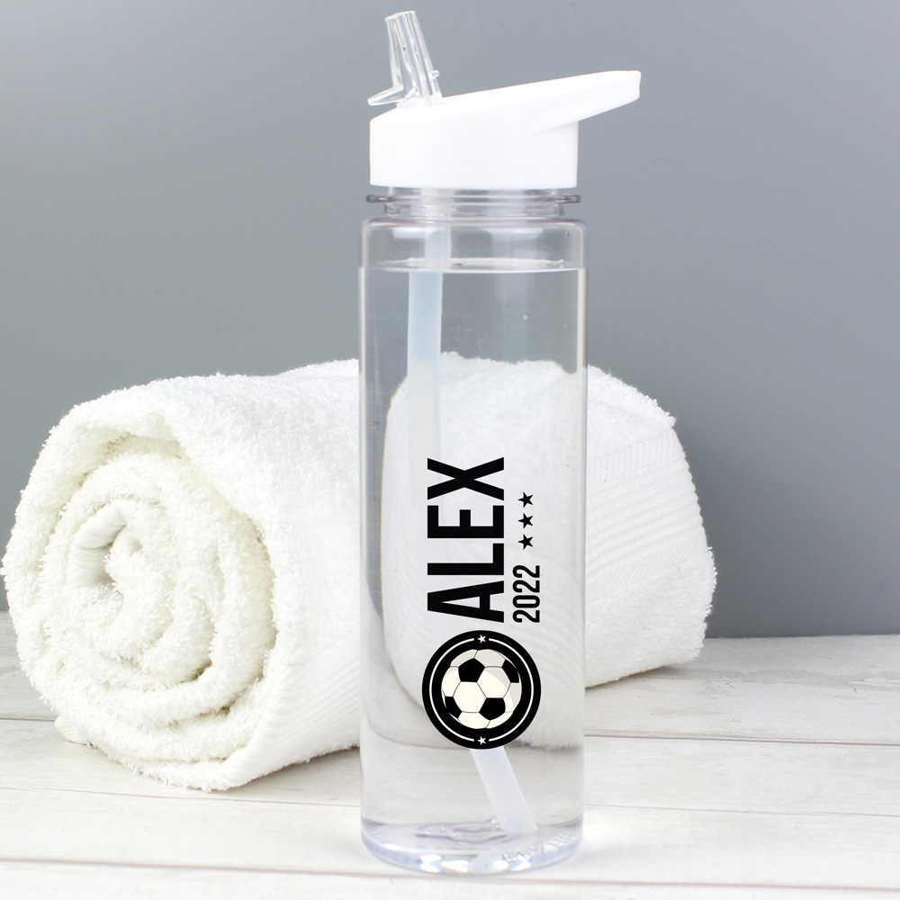 Personalised Memento Football Badge Water Bottle Image 3