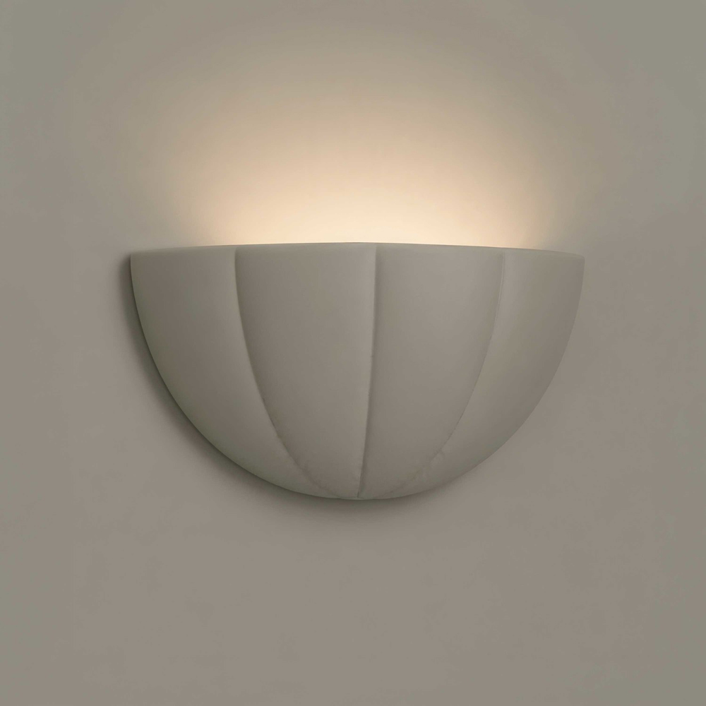 ValueLights Leonardo Moss Green Ceramic Scallop LED Flush Wall Light with Bulb Image 5