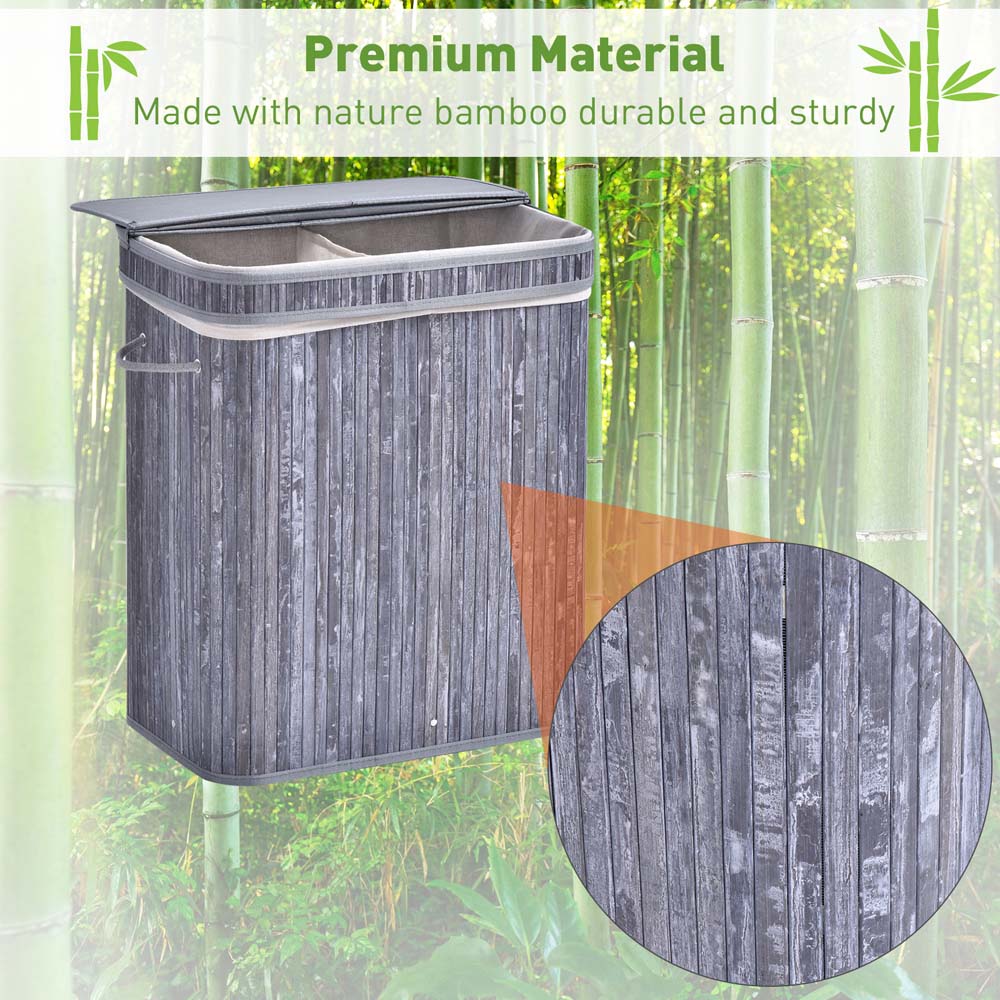 Portland Grey Bamboo Laundry Hamper 100L Image 4