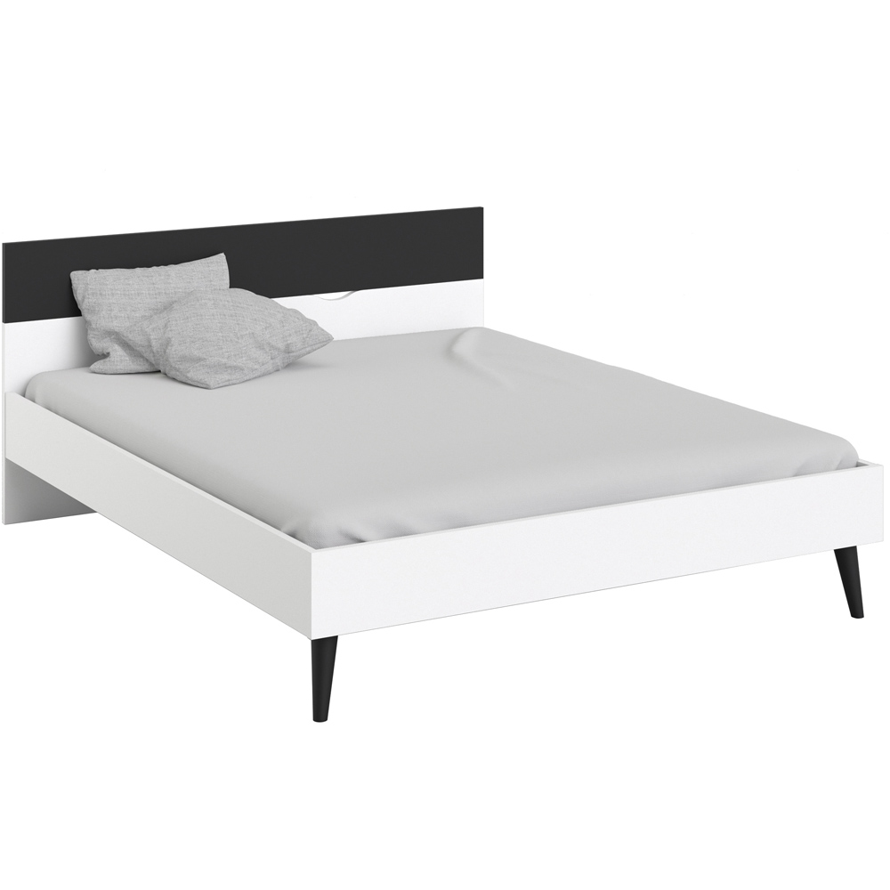 Florence King Size White and Matt Black Wooden Bed Frame Image 3