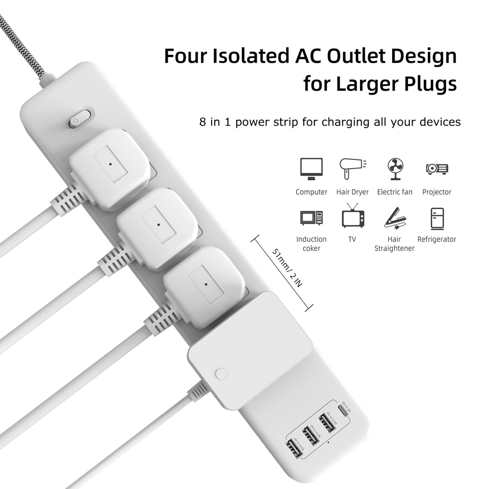 Maplin White 4 Socket Cable Reel with USB 2M Image 4