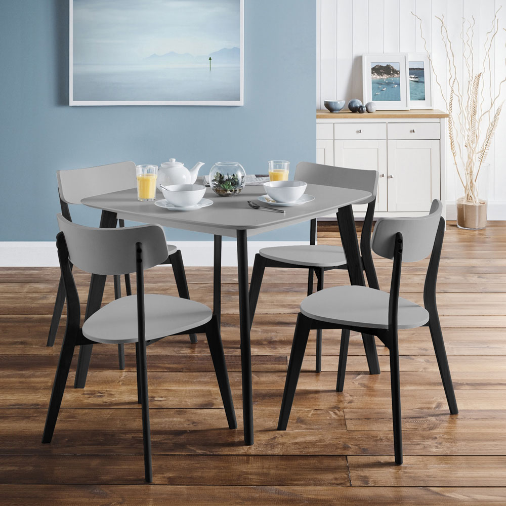 Julian Bowen Casa 4 Seater Square Dining Table Grey and Black Image 5