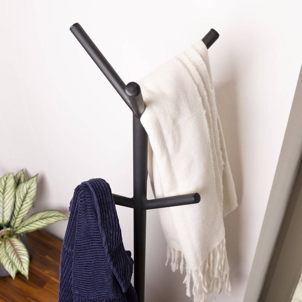 Charles Bentley Black and Acacia Hallway Coat Stand Wilko