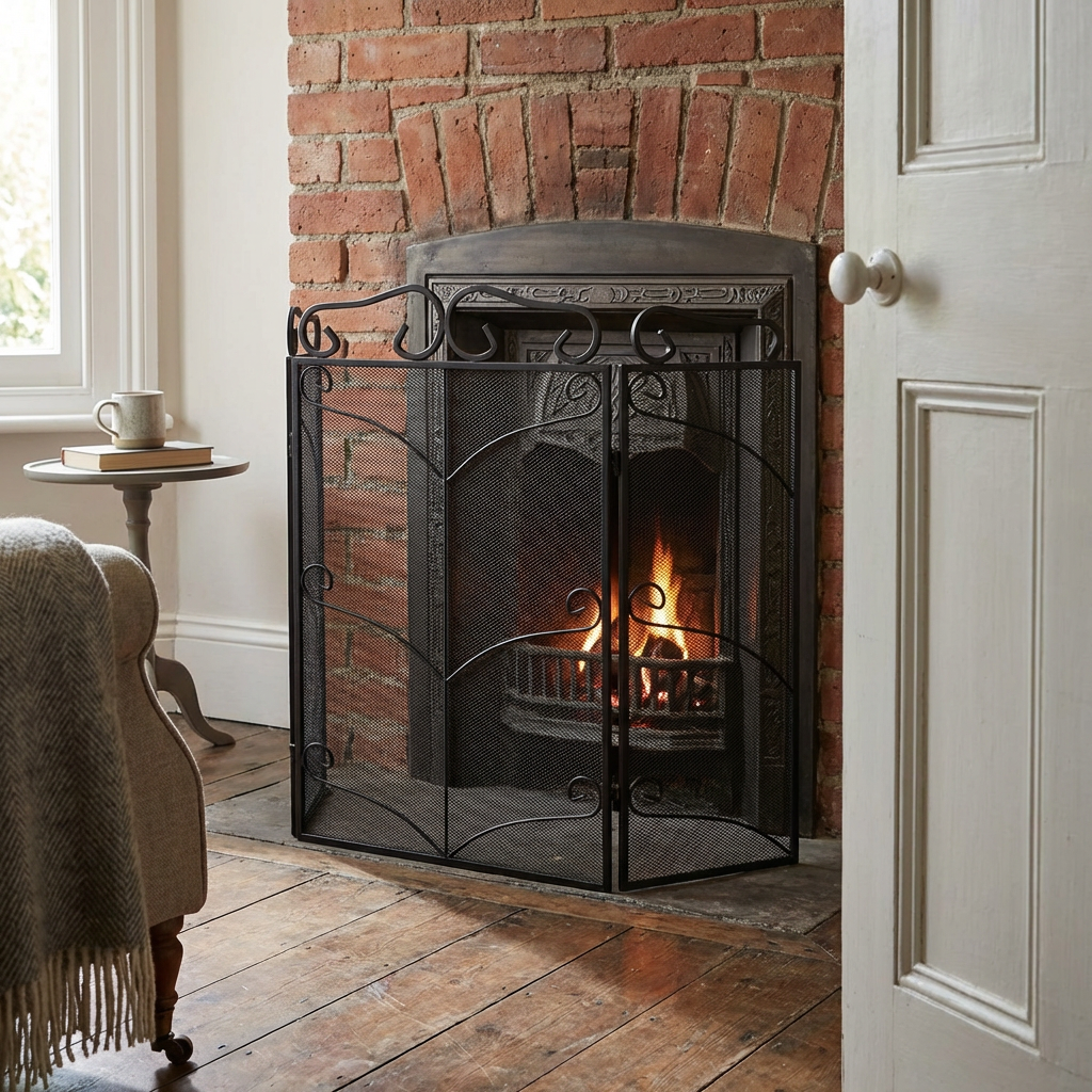 3 Panel Fiona Firescreen - Black Image 3