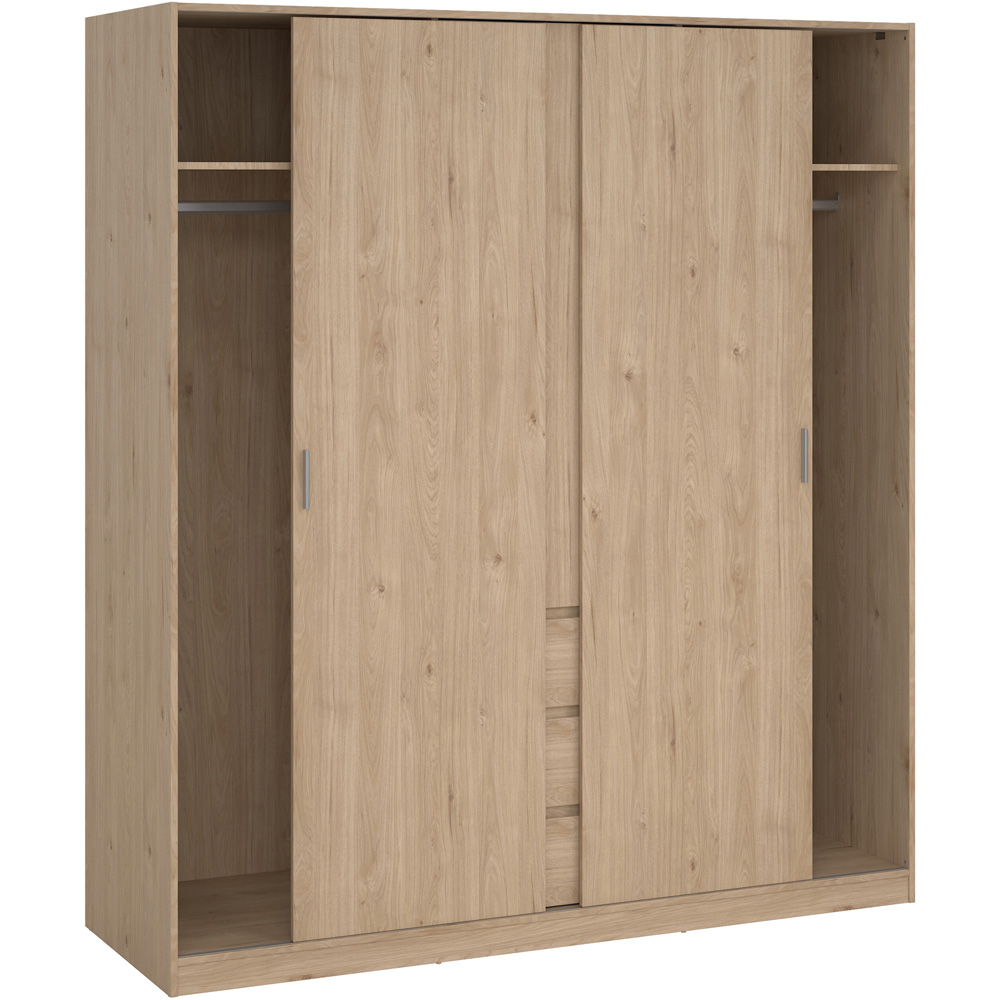 Florence 3 Door 3 Drawer Jackson Hickory Oak Sliding Wardrobe Image 4