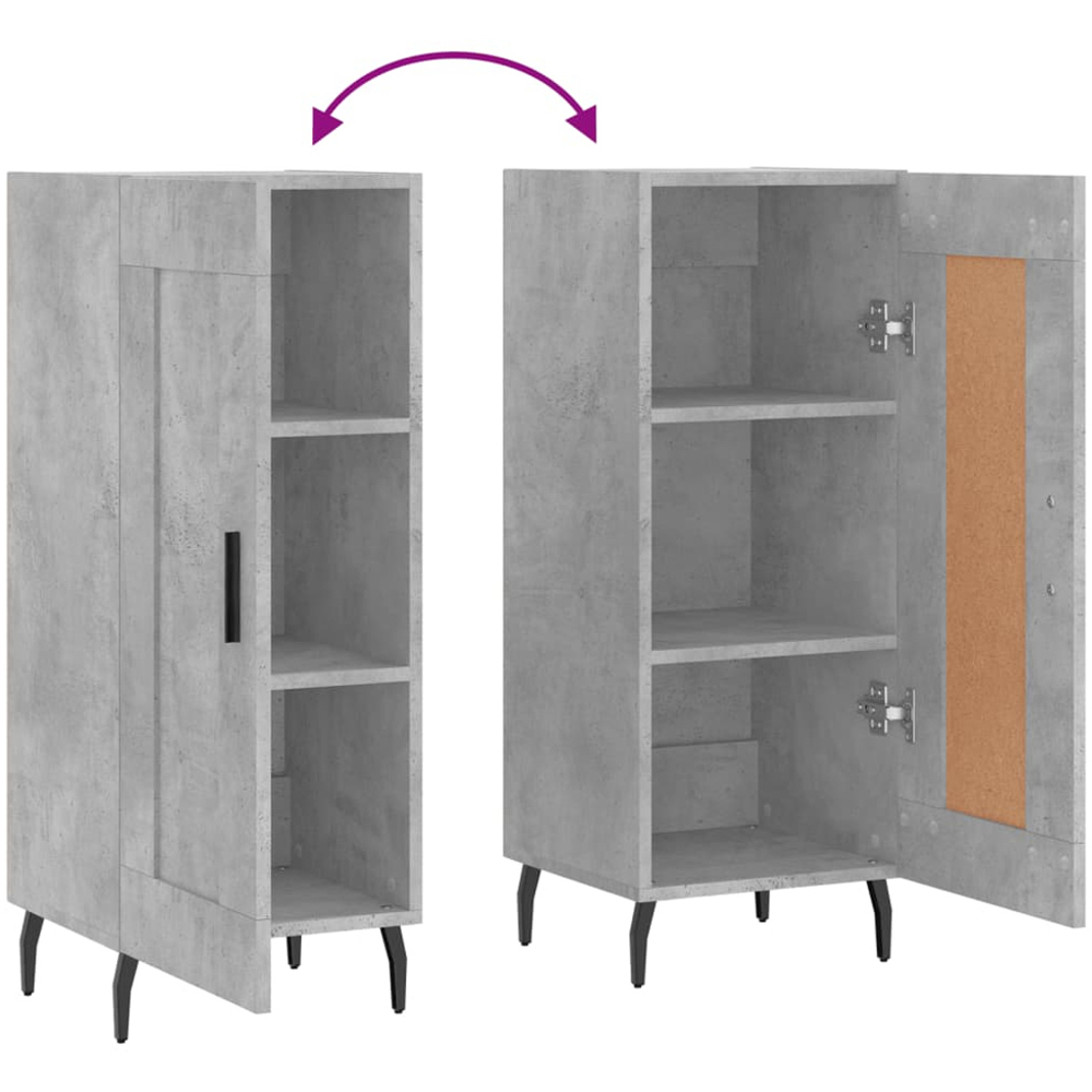 vidaXL Single Door Concrete Grey Sideboard Image 9