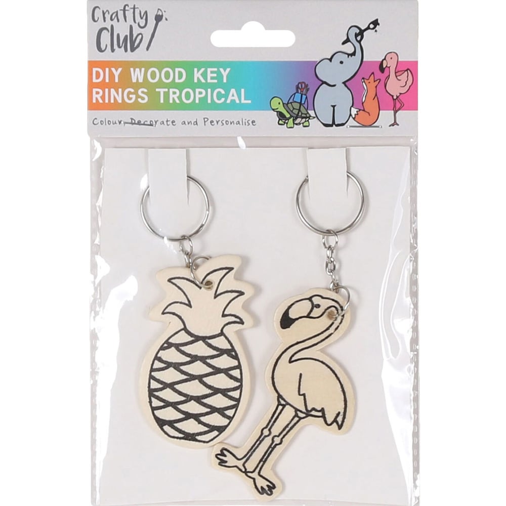 Art Studio DIY Wood Key Rings - Wood / Tropical Image