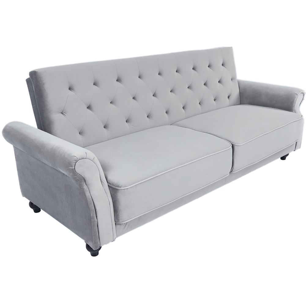 Furniture One 3 Seater Grey Velvet Sofa Bed Image 2