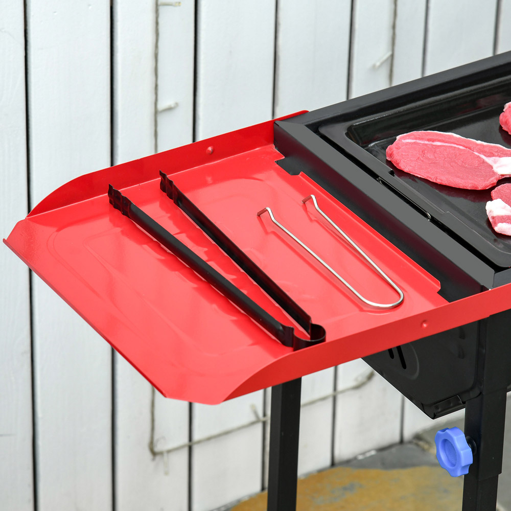 Outsunny Red and Black Portable Charcoal BBQ Grill Image 4