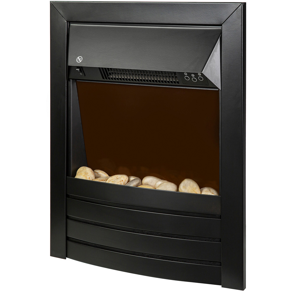 Zanussi 19 Inch Black Cast Iron Effect LED Electric Inset Fireplace with Pebbles and Remote 2000W Image 4