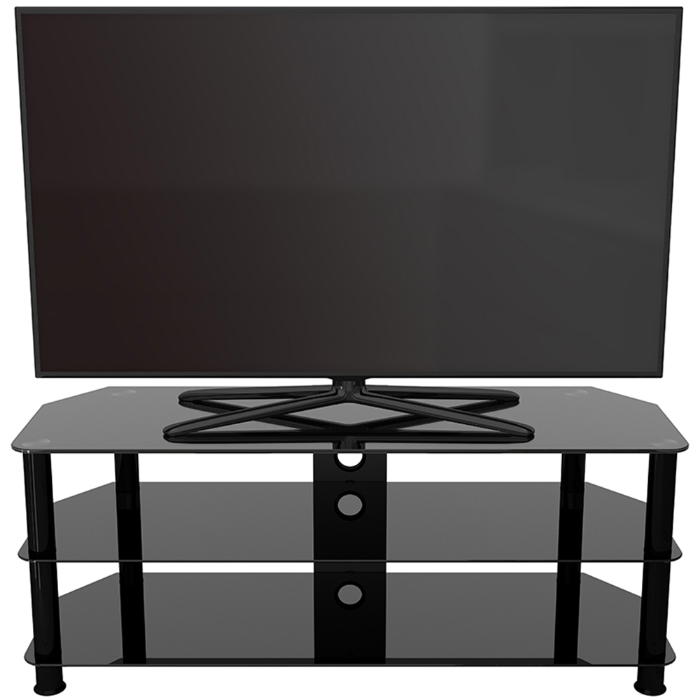 AVF Classic 2 Shelf Black Glass Corner TV Unit with Cable Management Image 6