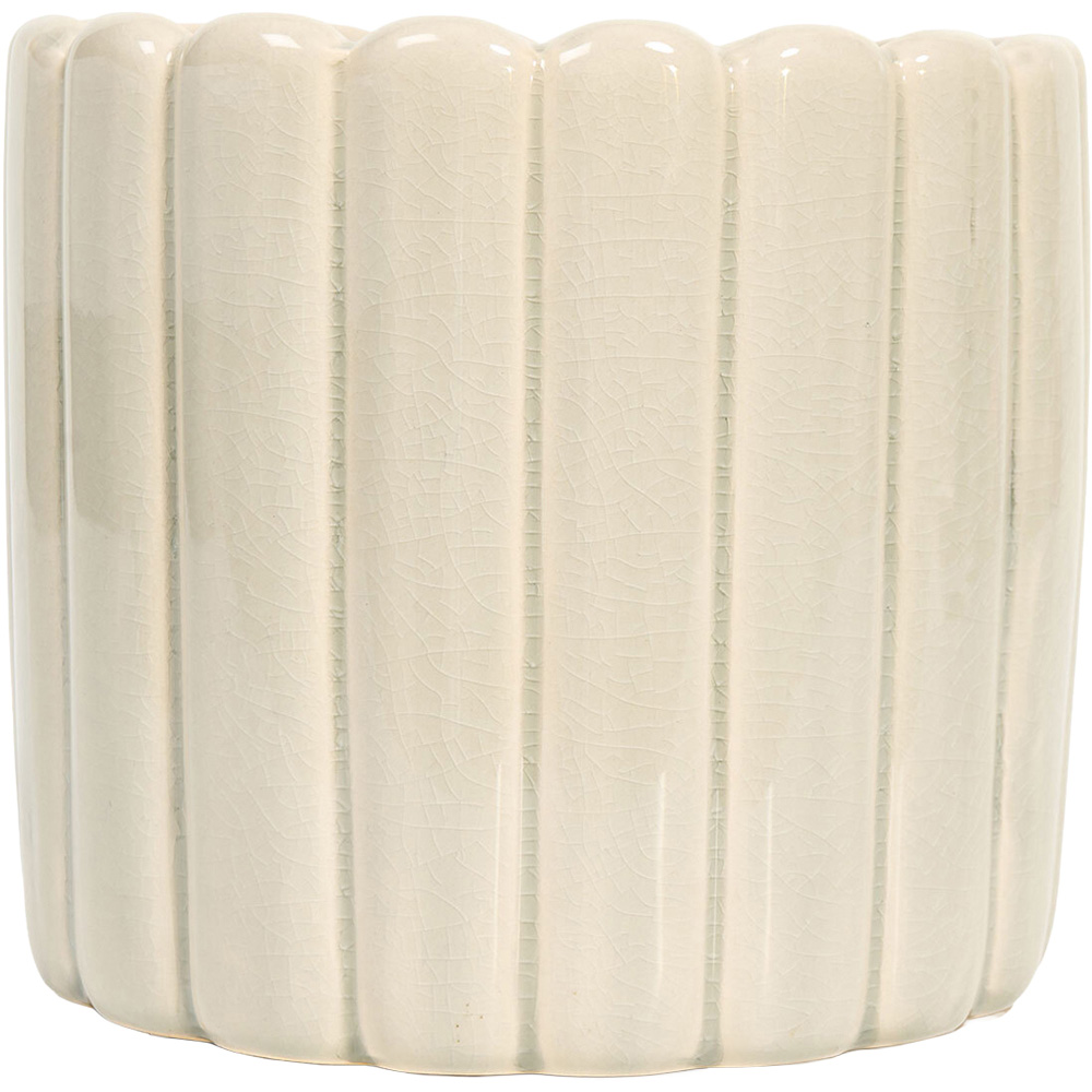 Ribbed Plant Pot Cream 17cm Image 1