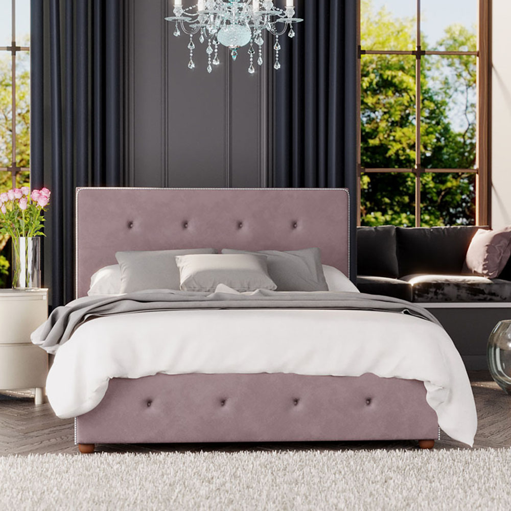 Laurence Llewelyn-Bowen Hesper Double Blush Plush Velvet Ottoman Bed Image 1