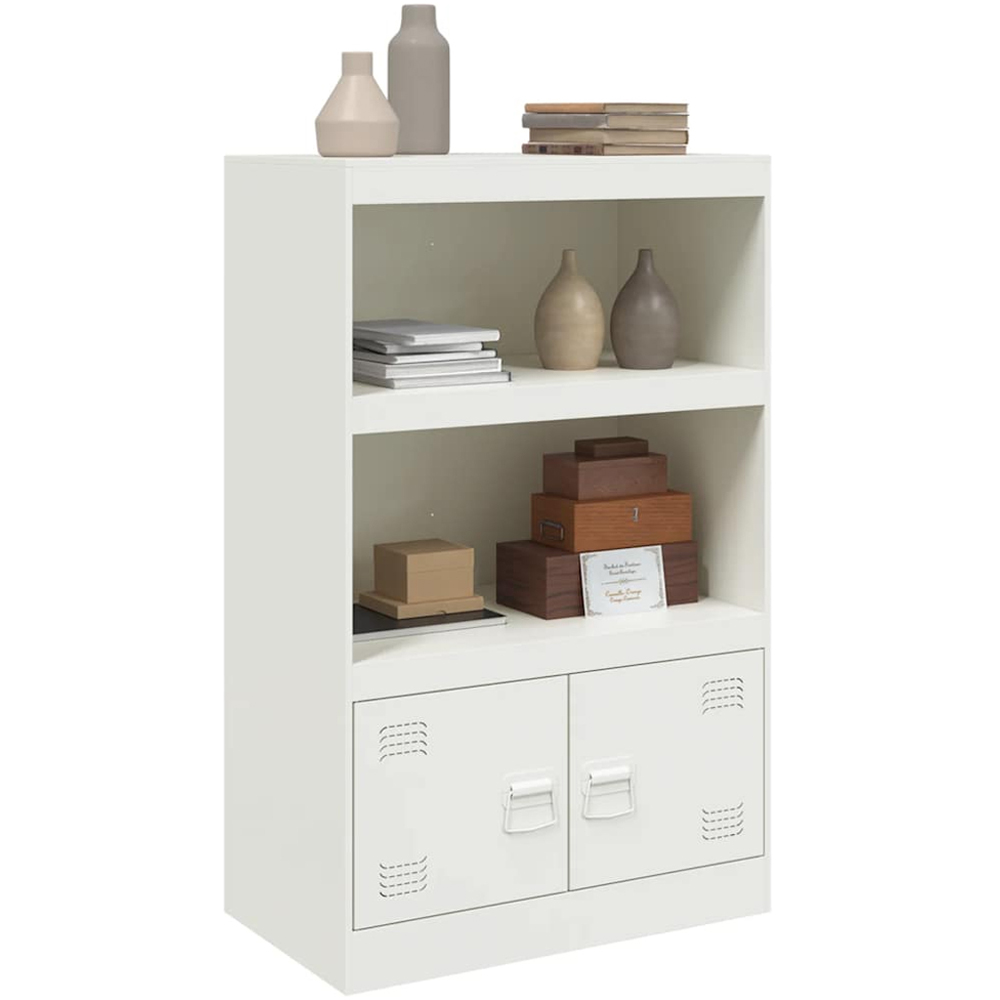 vidaXL 2 Door 2 Shelf White Seel Sideboard Image 5