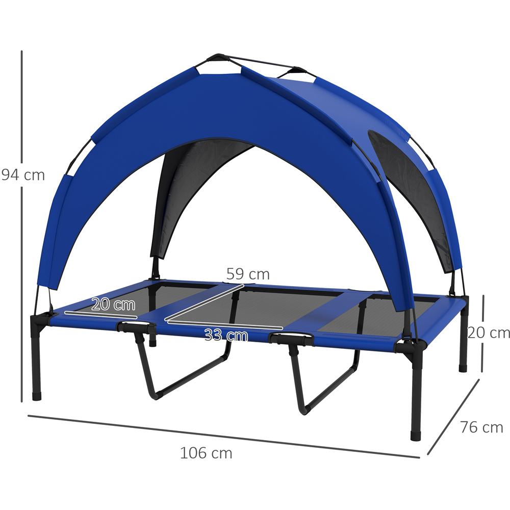 PawHut 106cm Dark Blue Elevated Dog Bed with UV Protection Canopy Image 8