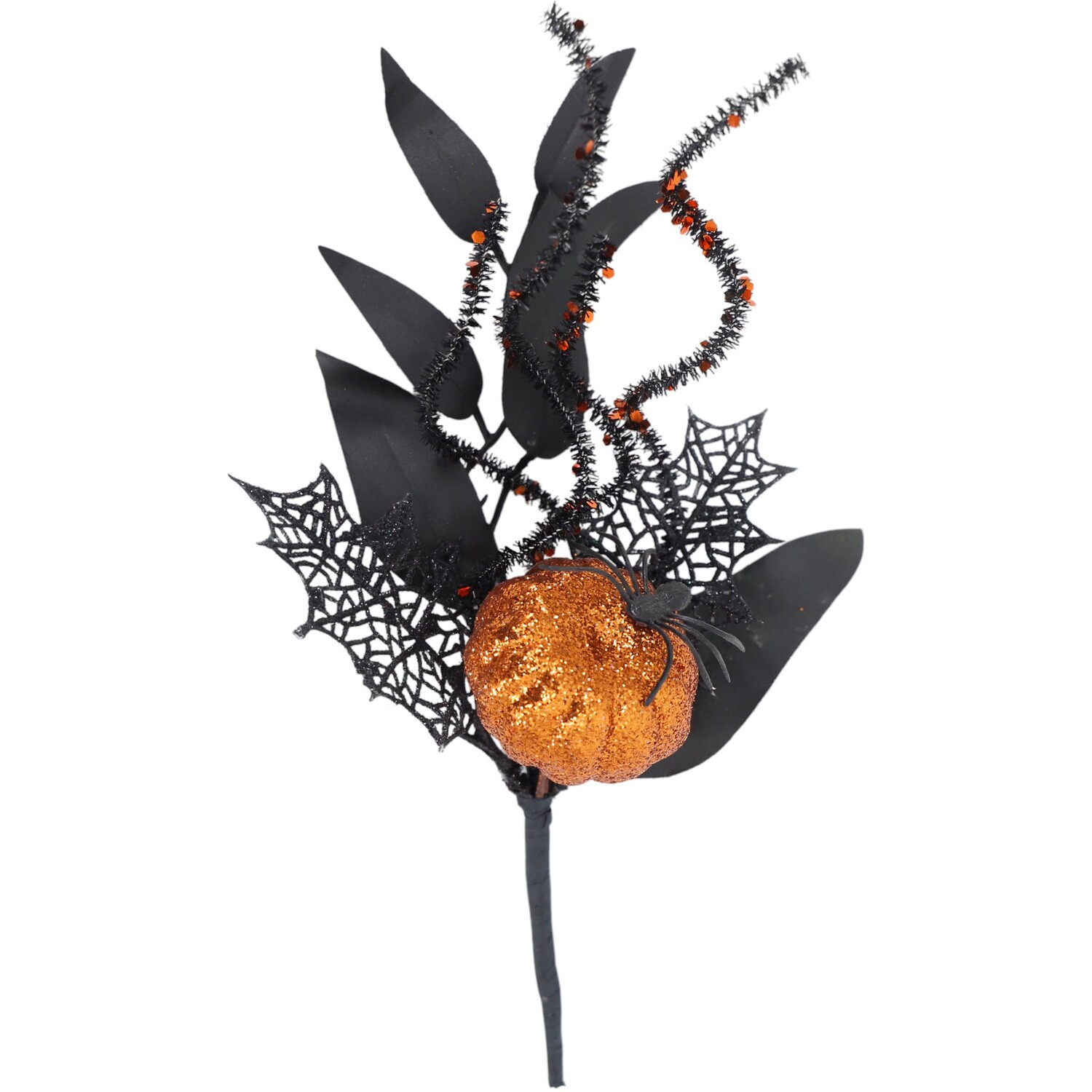 Glittered Pumpkin Pick Black Image