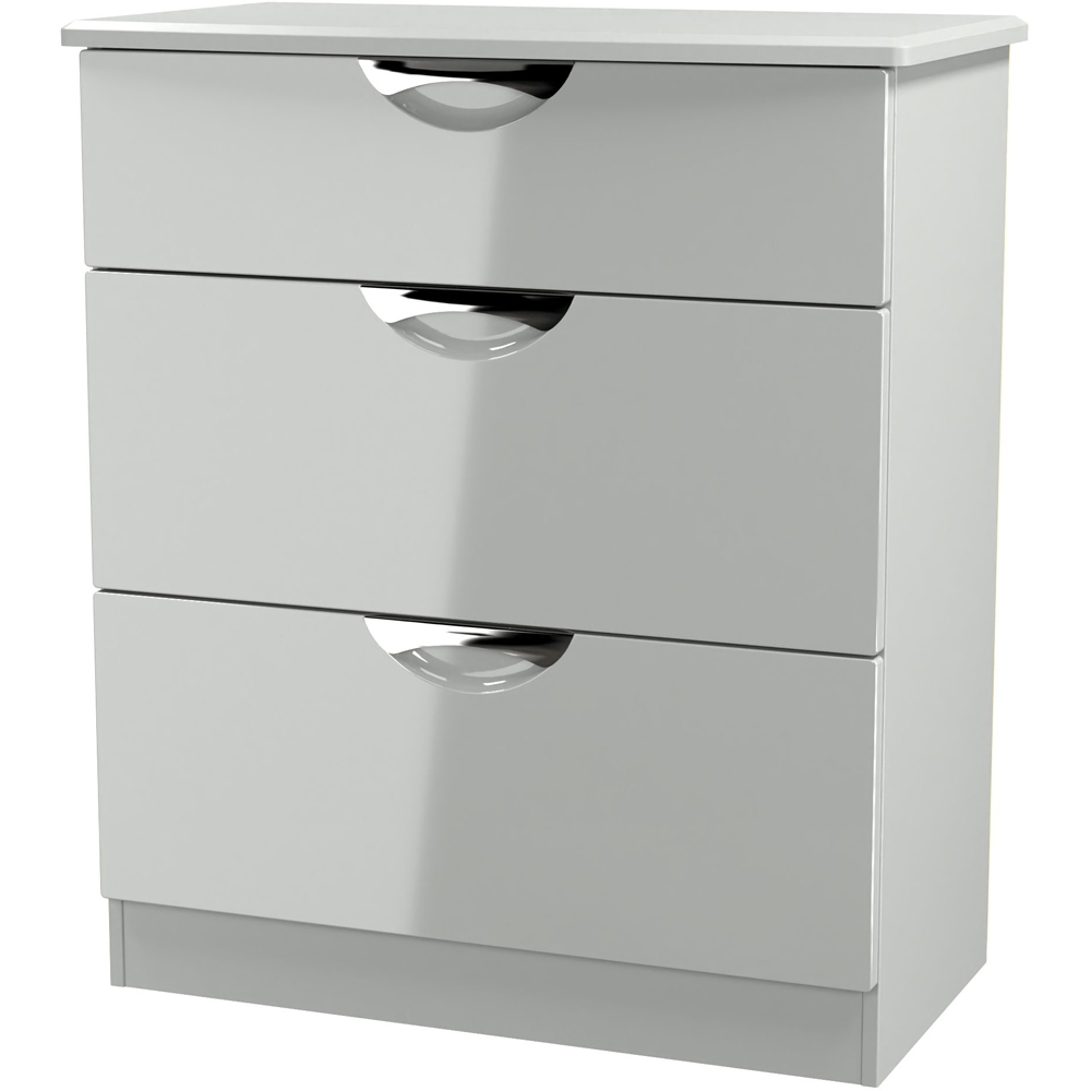 Crowndale Camden 3 Drawer Grey Gloss and Dusk Grey Deep Chest of Drawers Ready Assembled Image 4