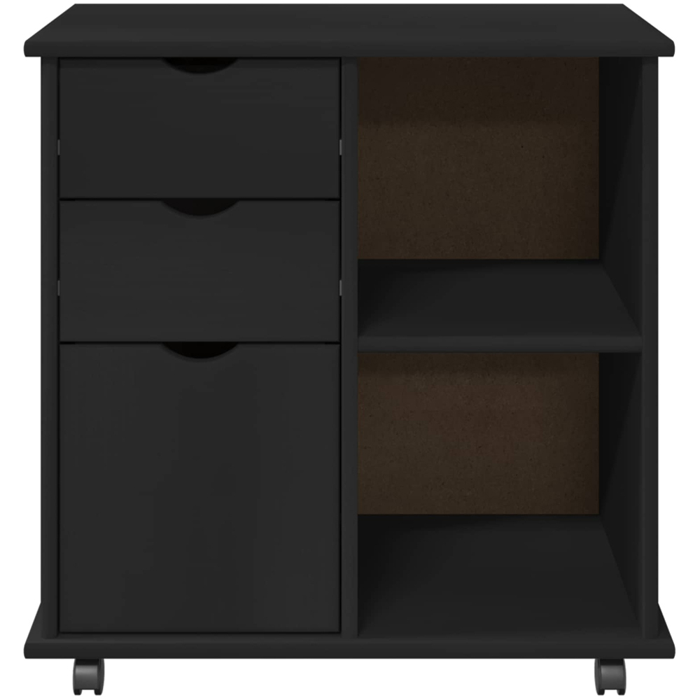 vidaXL Single Door 2 Drawer 2 Shelf Black Rolling Storage Cabinet Image 3