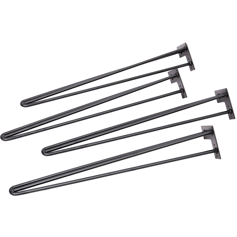 Living and Home 4 Pack Black Non Slip Metal Hairpin Table Legs 70cm Image 4