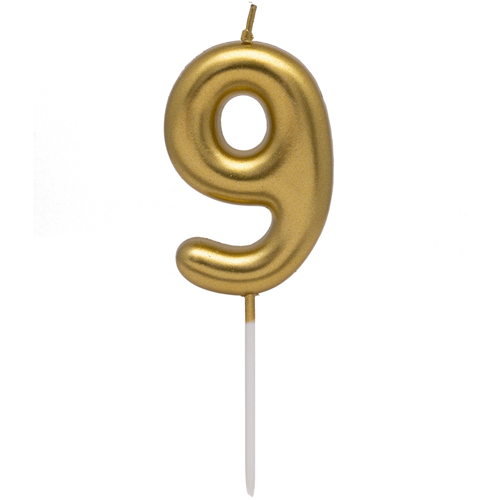 My Party Gold Number Candle - 9 Image 1