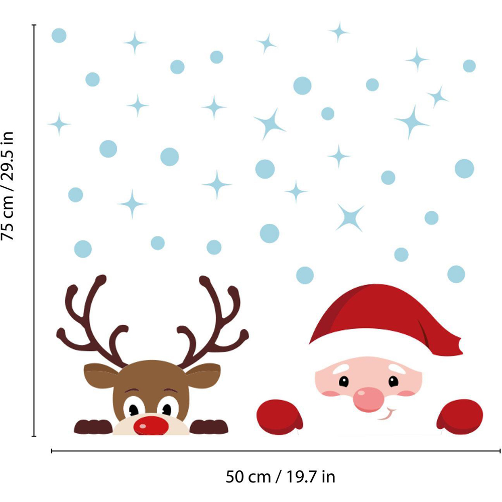 Walplus Peeking Santa and Rudolph Self Adhesive Christmas Wall Stickers 39 Piece Image 6