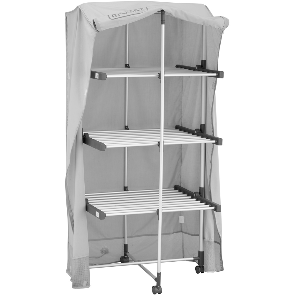 Black + Decker Cool Grey 3 Tier Heated Airer 21m with Wheels and Cover Image 1