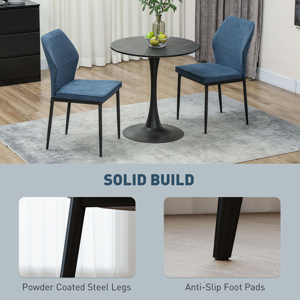 HOMCOM Set of 2 Blue Curved Back Dining Chair with Padded Seat Image 6