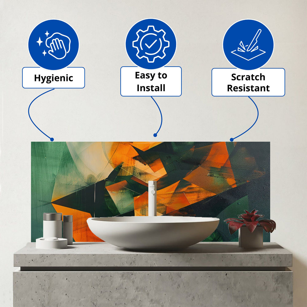 Sharp Reeed Warren Reed Designer Sharp Triangles Bathroom Splashback 25 x 60cm | Wilko