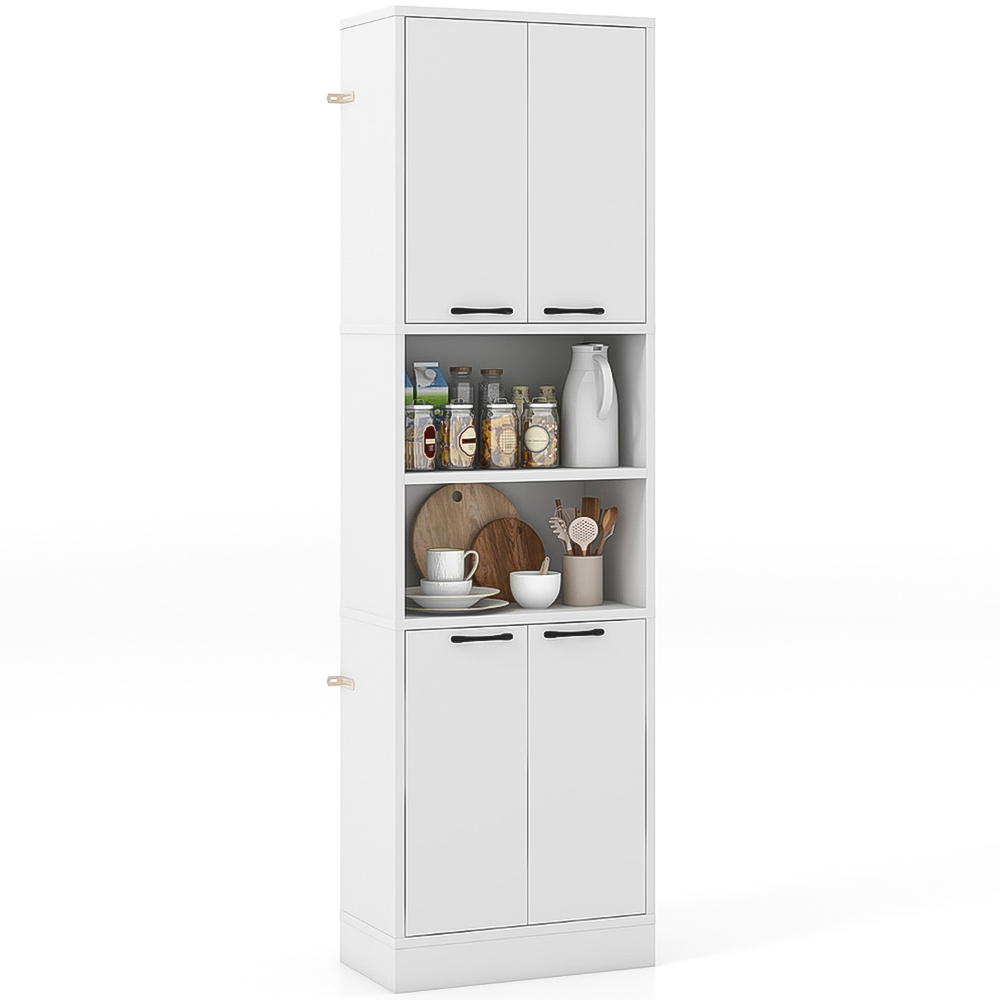 Costway 2 Door 2 Shelf White Tall Freestanding Cupboard Image 2