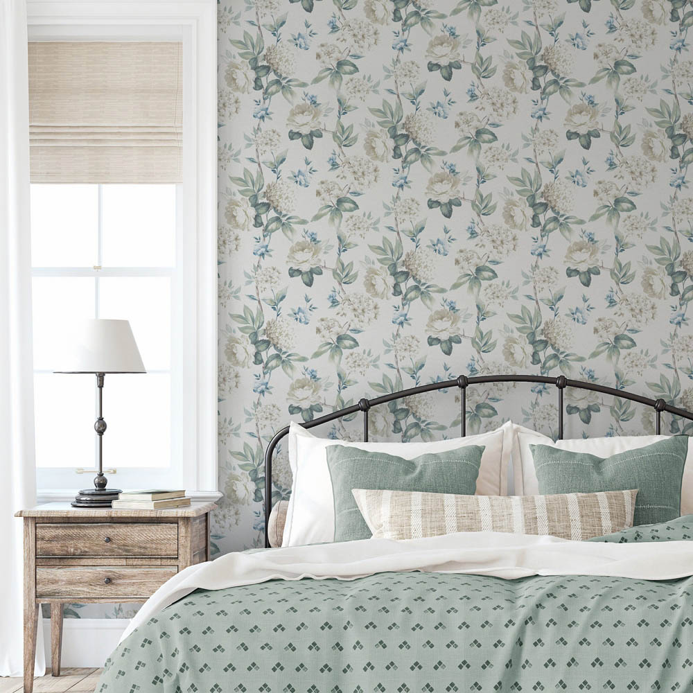 Arthouse Keeka Floral Blue and Cream Wallpaper Image 3