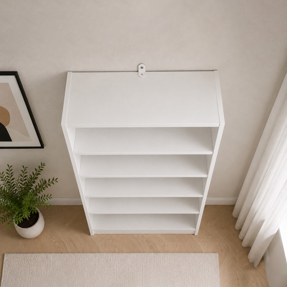 Shefa Line 6 Shelf White Tall Slim Bookcase Image 4