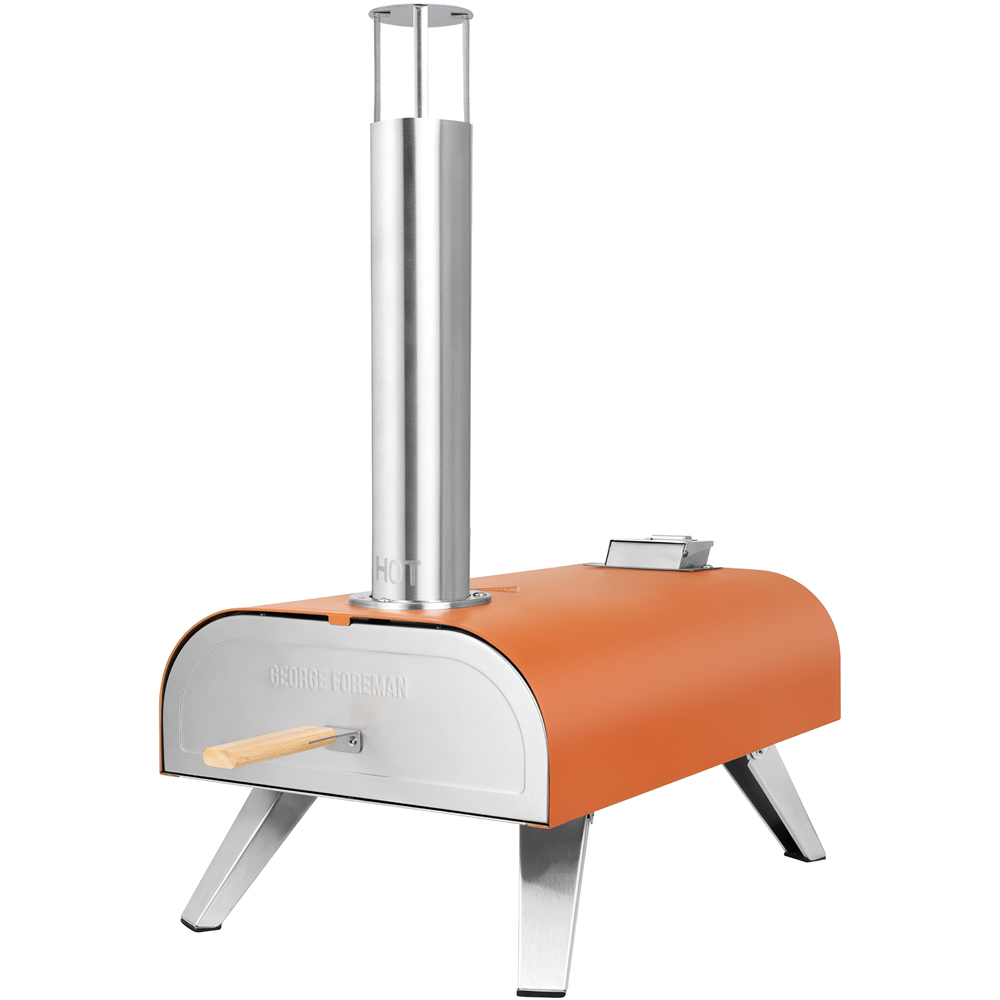 George Foreman Deep Orange 12 inch Wood Pellet Outdoor Pizza Oven with Carry Bag and Paddle Image 2