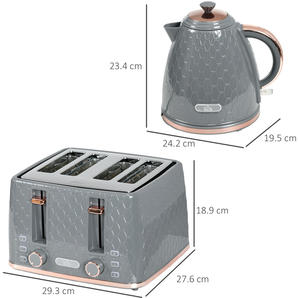 HOMCOM 800 180V70GY Grey 1.7L Kettle and 4 Slice Toaster Set Wilko