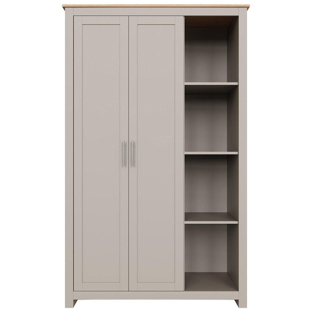 GFW Lancaster 2 Door 4 Shelf Grey Wardrobe Image 2