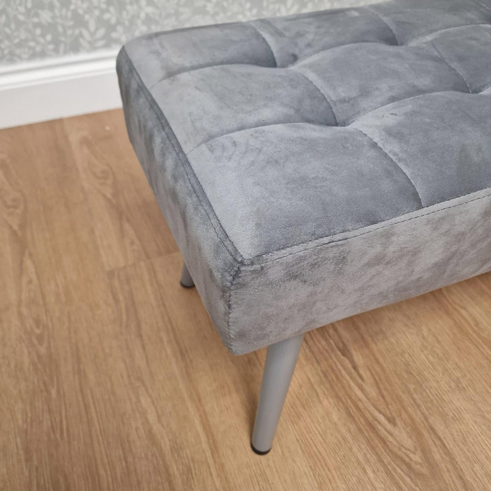 Kosy Koala 2 Seater Grey Padded Velvet Dining Bench with Metal Legs Image 5